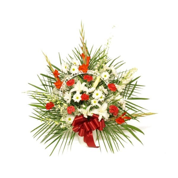 Corbeille éclatante de rouge