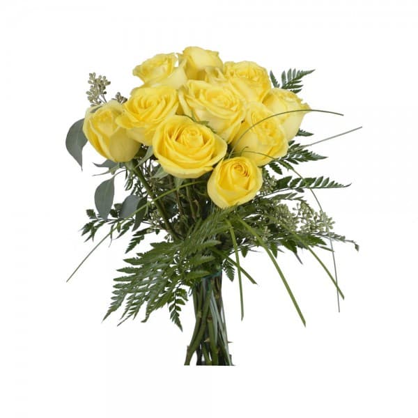 Les roses jaunes à la douzaine