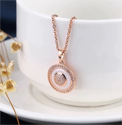 Collier Pendentifs Vintage cercle en or rose pour femmes