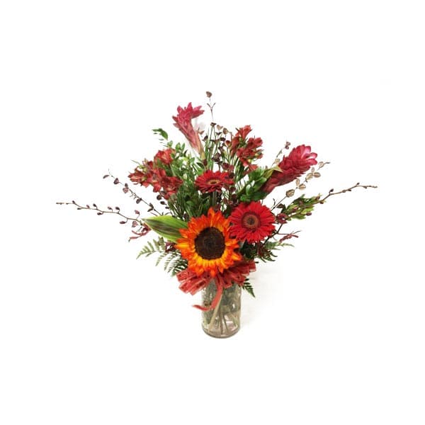 L'arrangement de fleurs rouge écarlate